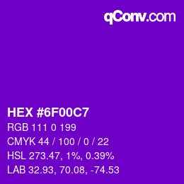 Color code: HEX #6F00C7 | qconv.com