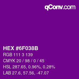 Color code: HEX #6F038B | qconv.com