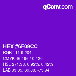 Color code: HEX #6F09CC | qconv.com