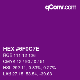 Color code: HEX #6F0C7E | qconv.com