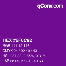 Color code: HEX #6F0C92 | qconv.com