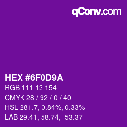 Color code: HEX #6F0D9A | qconv.com