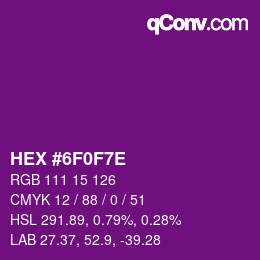 Color code: HEX #6F0F7E | qconv.com