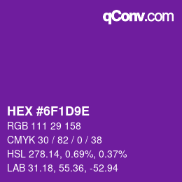カラーコード: HEX #6F1D9E | qconv.com