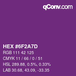 颜色代码: HEX #6F2A7D | qconv.com