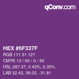 颜色代码: HEX #6F337F | qconv.com