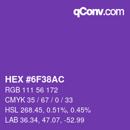 Color code: HEX #6F38AC | qconv.com