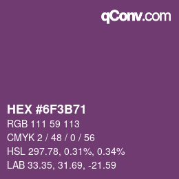 Color code: HEX #6F3B71 | qconv.com