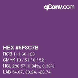 Color code: HEX #6F3C7B | qconv.com