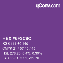 Color code: HEX #6F3C8C | qconv.com
