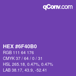 颜色代码: HEX #6F40B0 | qconv.com