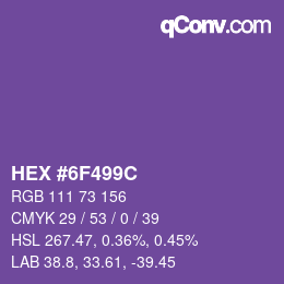 Color code: HEX #6F499C | qconv.com