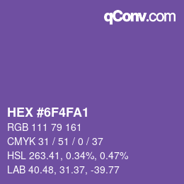 颜色代码: HEX #6F4FA1 | qconv.com