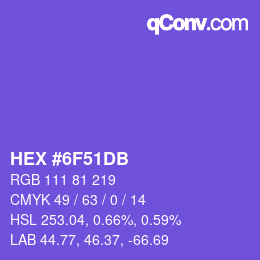 Código de color: HEX #6F51DB | qconv.com