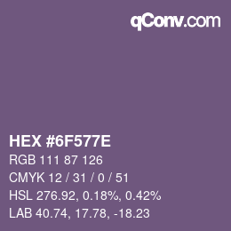 Color code: HEX #6F577E | qconv.com