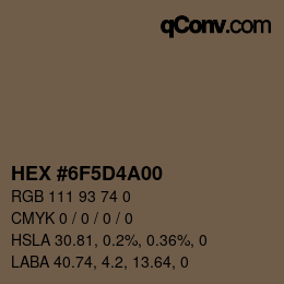 Color code: HEX #6F5D4A00 | qconv.com