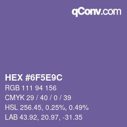 Farbcode: HEX #6F5E9C | qconv.com