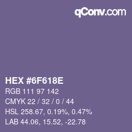 Color code: HEX #6F618E | qconv.com