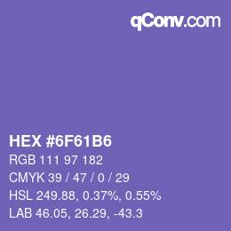 Color code: HEX #6F61B6 | qconv.com
