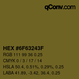 Farbcode: HEX #6F63243F | qconv.com