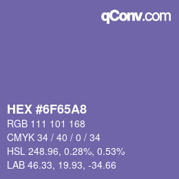 Color code: HEX #6F65A8 | qconv.com