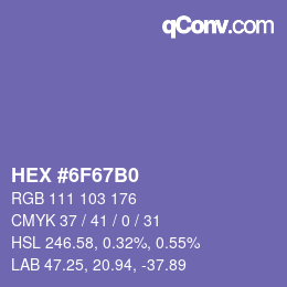 Color code: HEX #6F67B0 | qconv.com
