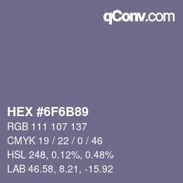 颜色代码: HEX #6F6B89 | qconv.com
