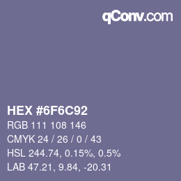 Color code: HEX #6F6C92 | qconv.com