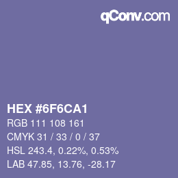 Color code: HEX #6F6CA1 | qconv.com