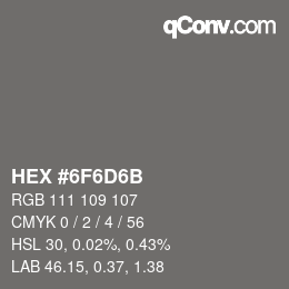 Color code: HEX #6F6D6B | qconv.com