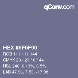 Farbcode: HEX #6F6F90 | qconv.com
