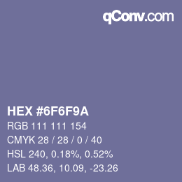 Farbcode: HEX #6F6F9A | qconv.com
