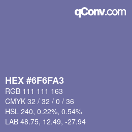 カラーコード: HEX #6F6FA3 | qconv.com
