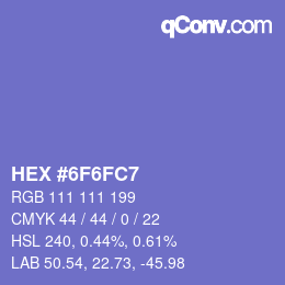Farbcode: HEX #6F6FC7 | qconv.com