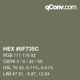 Color code: HEX #6F735C | qconv.com