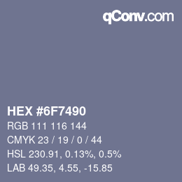 Color code: HEX #6F7490 | qconv.com