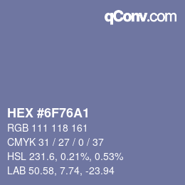 Farbcode: HEX #6F76A1 | qconv.com
