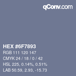 Farbcode: HEX #6F7893 | qconv.com