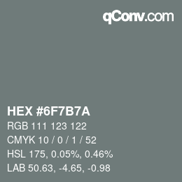 Color code: HEX #6F7B7A | qconv.com