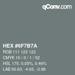 Color code: HEX #6F7B7A | qconv.com