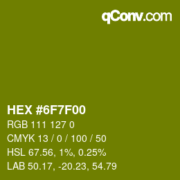 颜色代码: HEX #6F7F00 | qconv.com