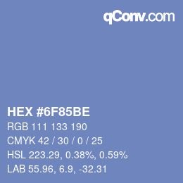 Farbcode: HEX #6F85BE | qconv.com