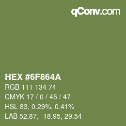 Color code: HEX #6F864A | qconv.com