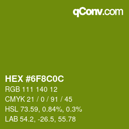 Color code: HEX #6F8C0C | qconv.com