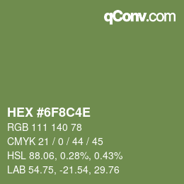 Color code: HEX #6F8C4E | qconv.com