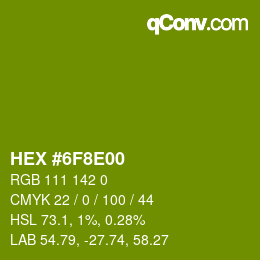 Farbcode: HEX #6F8E00 | qconv.com