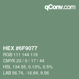 Farbcode: HEX #6F9077 | qconv.com