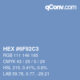 カラーコード: HEX #6F92C3 | qconv.com