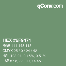 Farbcode: HEX #6F9471 | qconv.com