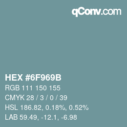 Color code: HEX #6F969B | qconv.com